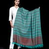 Shawl Pure Merino Border Kumaon Pattern Sea Green